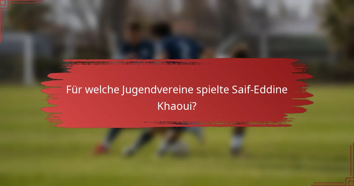 Für welche Jugendvereine spielte Saif-Eddine Khaoui?
