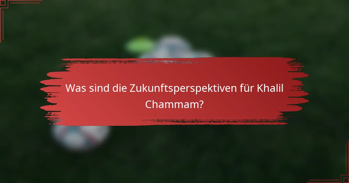 Was sind die Zukunftsperspektiven für Khalil Chammam?